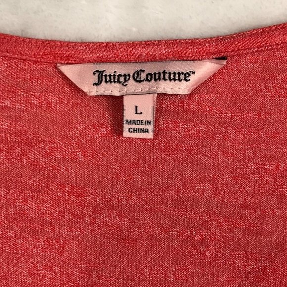 Juicy‎ Couture Viscose Blend V-Neck Short Sleeve Blouse Women's Large Faux Tie - Picture 4 of 9